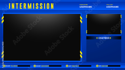 Blue neon Gaming Stream Overlay Face Cam, Web Camera with chat intermission element design