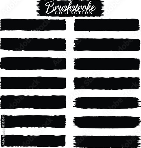 Set of grunge paint brush strokes, grungy lines, frames, artistic design elements.