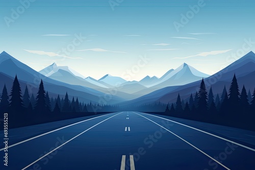 road trip adventure asphalt road in blue mountains illustration