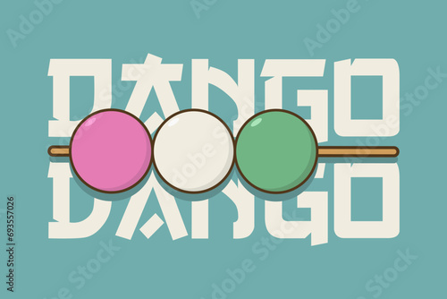 Retro japanese food dango simple cartoon illustration