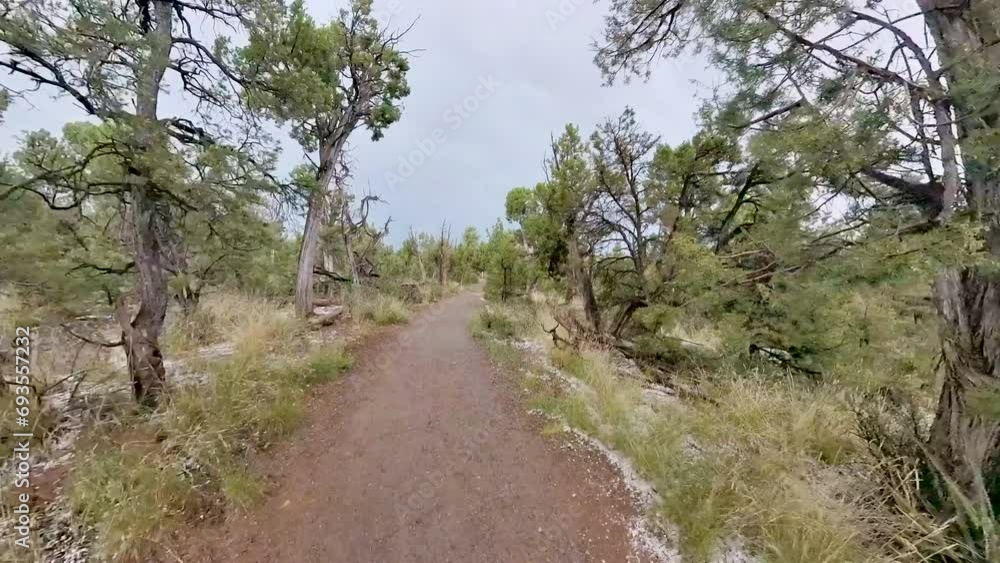 Hiking on Hail Lined Trail After Summer Storm in Mesa Verde Hiking on Hail Lined Trail After Summer Storm in Mesa Verde