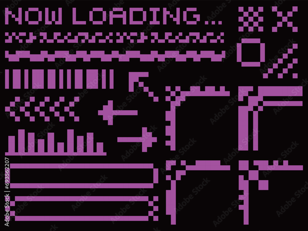 サイバーパンクなドット絵の装飾セット ピンク サイバーパンクなドット絵の装飾セット ピンク