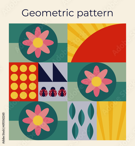 Plants and flowers. Vector pater of simple figures 