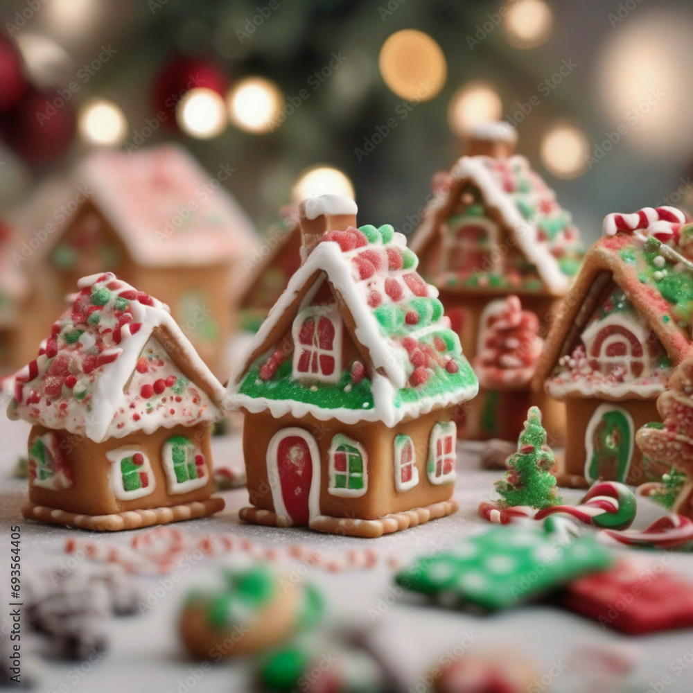 gingerbread house with christmas tree, generative AI