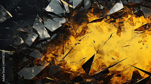 The glass shards broke into a thousand cracks and reflected yellow and black.