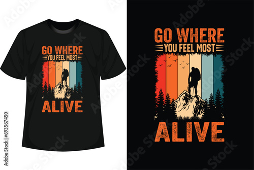 Hiking T-shirt Design vector