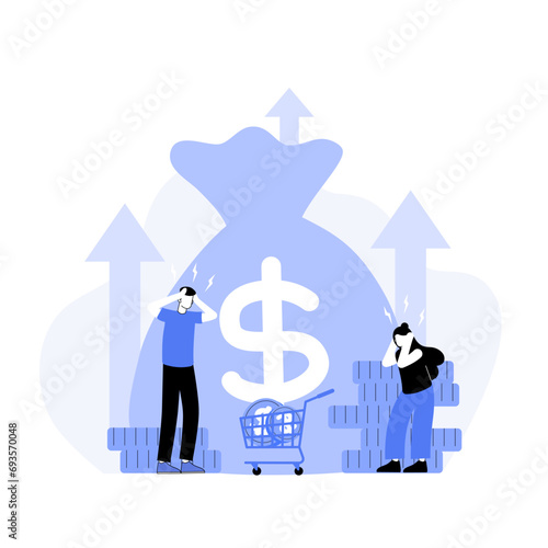 A concept illustration of the dynamic waves of inflation, providing a visual journey into the ripple effect of rising prices on the economic landscape, ideal for creative financial concepts and artist