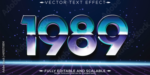 Vintage 80s text effect, editable retro future and cyber space text style