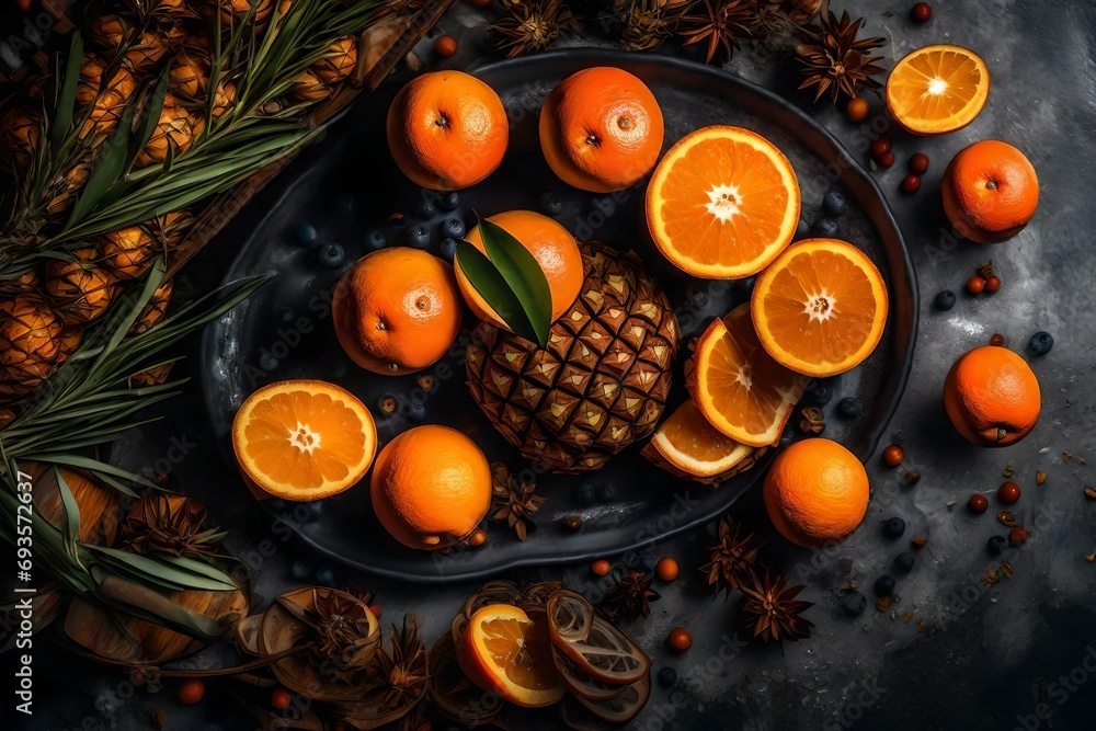 still life with oranges and tangerines