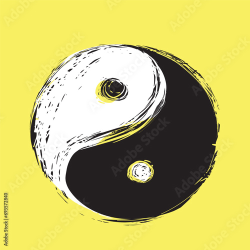 Yin and yang symbol, hand drawn illustration