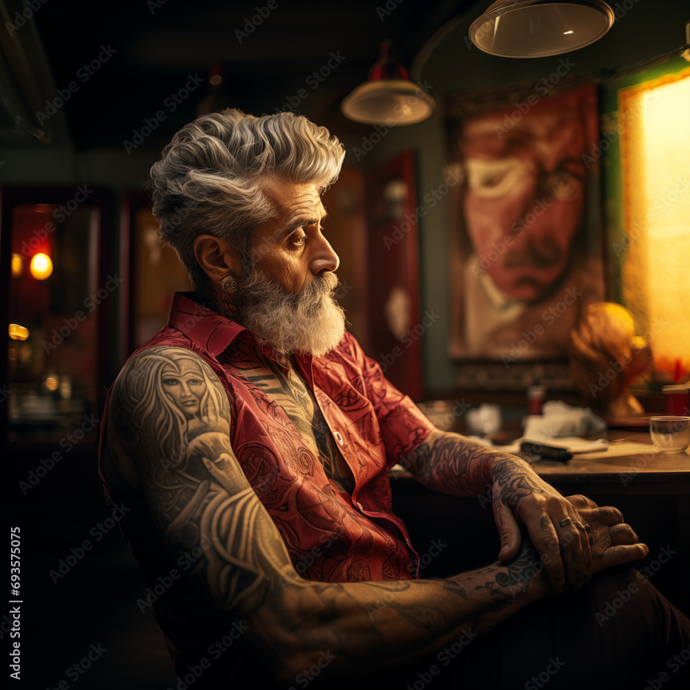 Portrait of a tattoo man