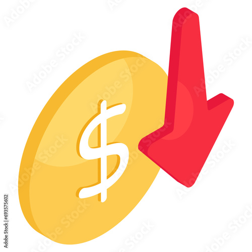 Premium download icon of dollar recession 