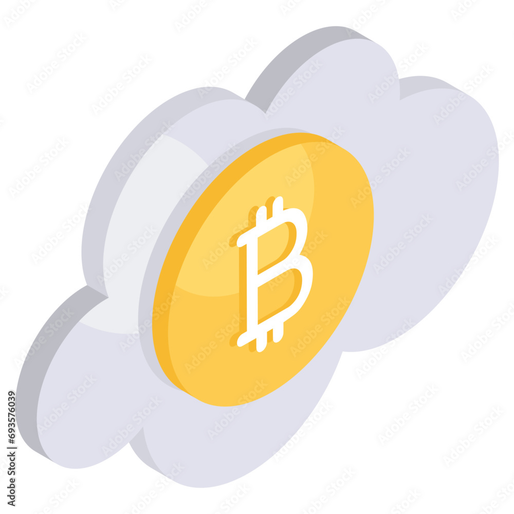 A perfect design icon of cloud bitcoin A perfect design icon of cloud bitcoin