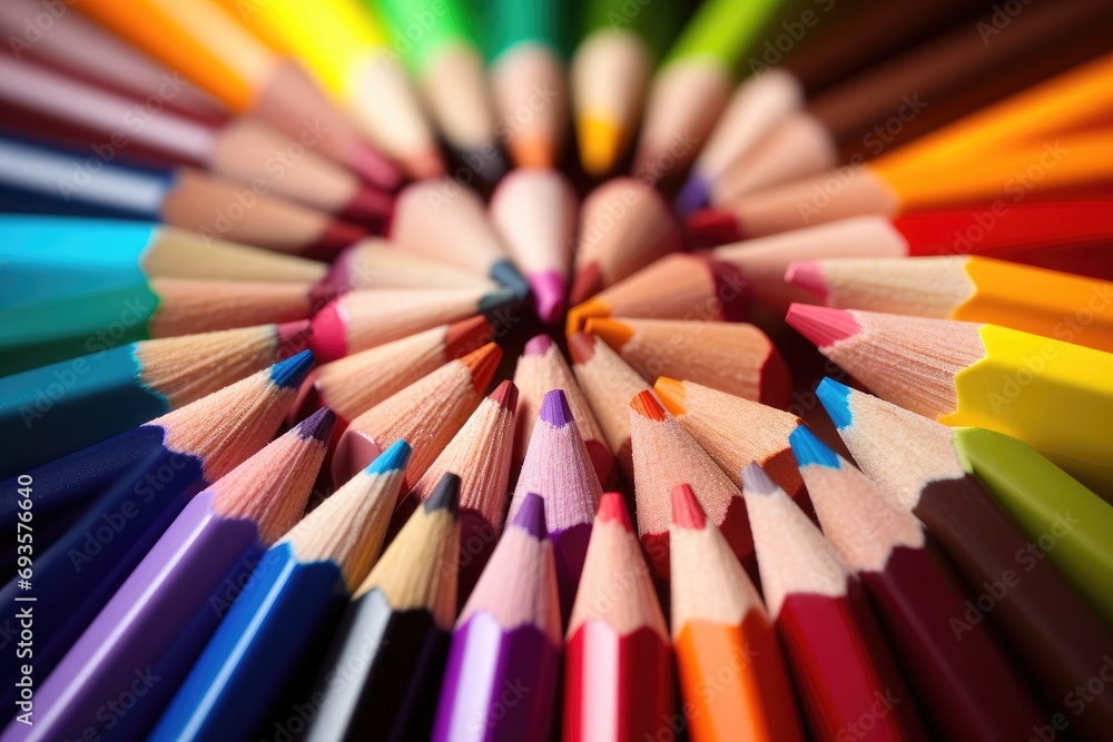 Fototapeta premium many colored pencils are grouped together Generative AI