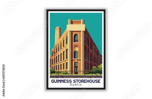 Guinness Storehouse, Dublin.Vintage Travel Posters. Vector illustration, art. Famous Tourist Destinations Posters Art Prints Wall Art and Print Set Abstract Travel for Hikers Campers Living Room Decor