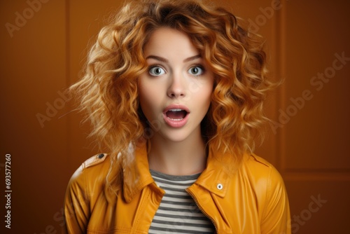 Young woman displaying a surprised and astonished expression.