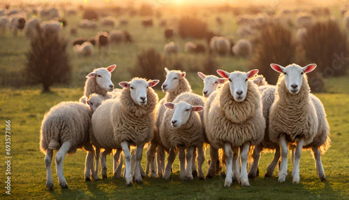 flock of sheep in the grass