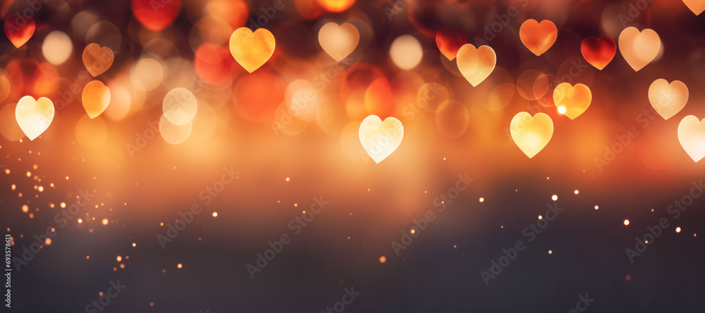 Golden and Red Hearts and Bokeh Lights Background Golden and Red Hearts and Bokeh Lights Background