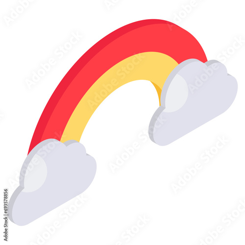 An eye catching icon of rainbow, isometric style 