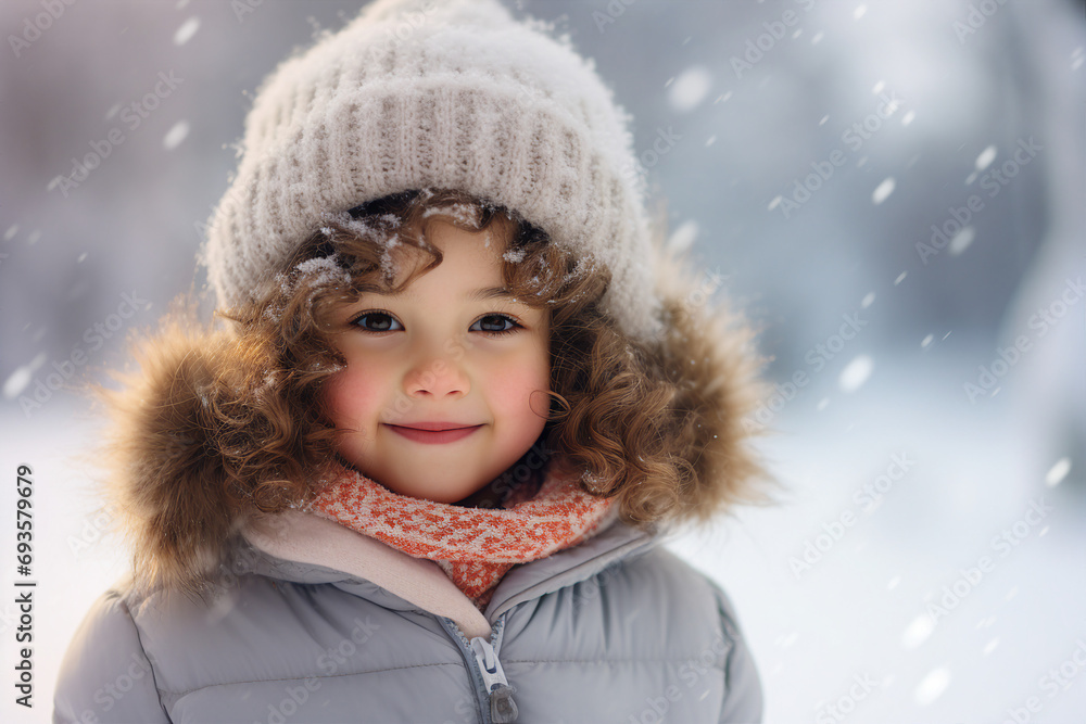 AI generated picture of charming cheerful happy woman on snowy winter landscape background AI generated picture of charming cheerful happy woman on snowy winter landscape background