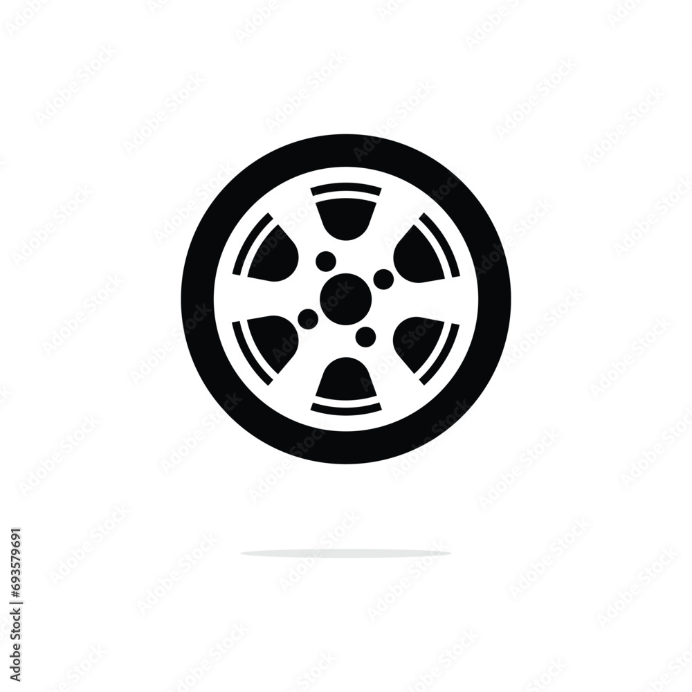 Tire and wheel icon flat vector design