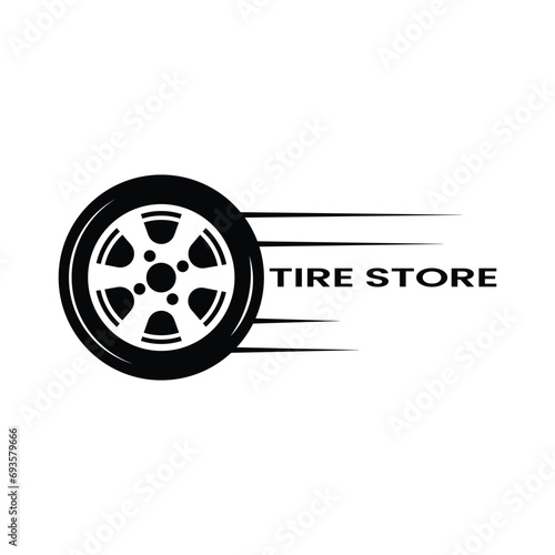 Wallpaper Mural tire store with abstract tyre. concept of 24 hour support, protector, auto station, maintenance, machine disk. isolated on white background. flat style trend modern brand design vector illustration Torontodigital.ca