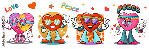 4 retro groove heart character 
