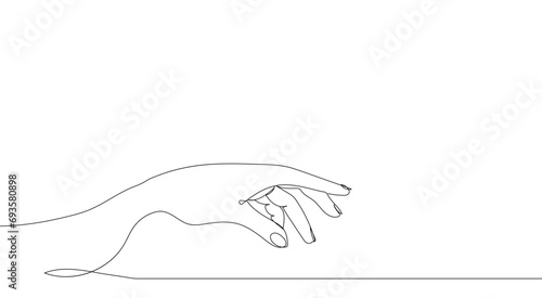 Outstretched hand.Style One continuous line drawing. Symbol, banner, background, logo, for printing. Vector
