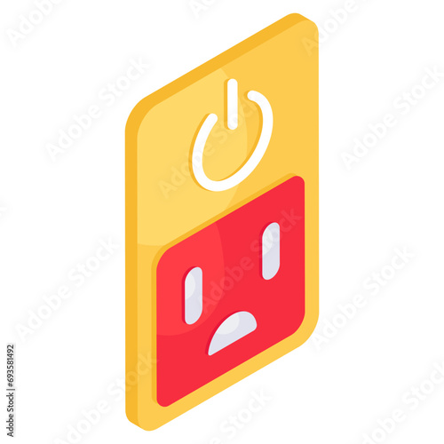 Electric outlet with power off button icon, switchboard 