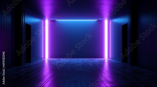 universal abstract futuristic background with built-in blue and purple neon lighting for product presentation