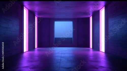 universal abstract futuristic background with built-in blue and purple neon lighting for product presentation