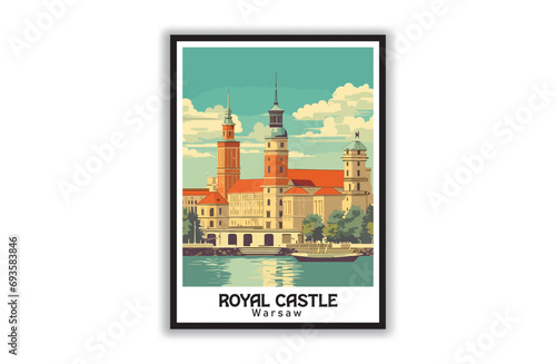 Royal Castle, Warsaw. Vintage Travel Posters. Vector illustration, art. Famous Tourist Destinations Posters Art Prints Wall Art and Print Set Abstract Travel for Hikers Campers Living Room Decor