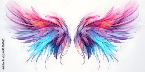 Beautiful magic watercolor angel wings isolated on white background © Oksana