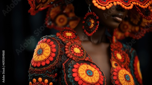 Artistic portrait of an African woman with traditional patterns