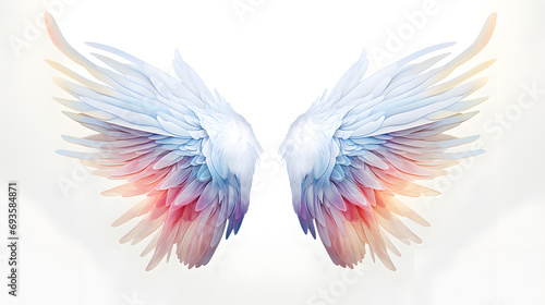 Beautiful magic watercolor angel wings isolated on white background © Oksana