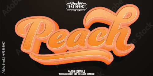 Peach editable text effect, customizable orange and fruit 3D font style