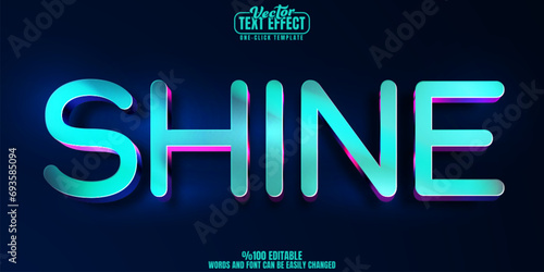 Synth wave editable text effect, customizable shine and future 3D font style