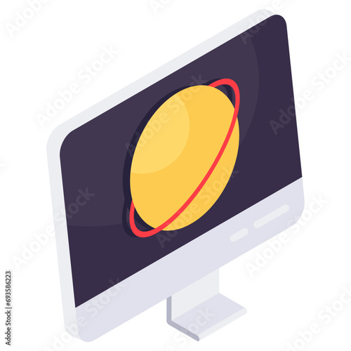 Modern design icon of revolving planet 