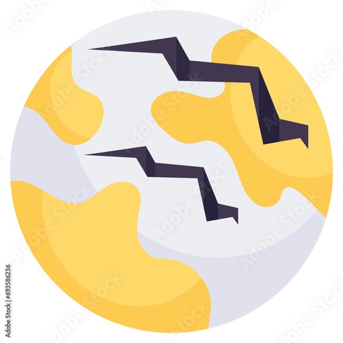 Perfect design icon of cracked planet 