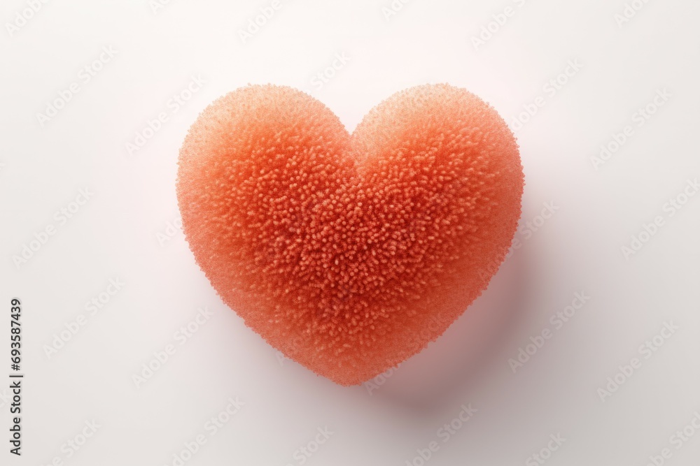 Peach fuzz color heart shaped pillow on white background
Peach fuzz color heart shaped pillow on white background