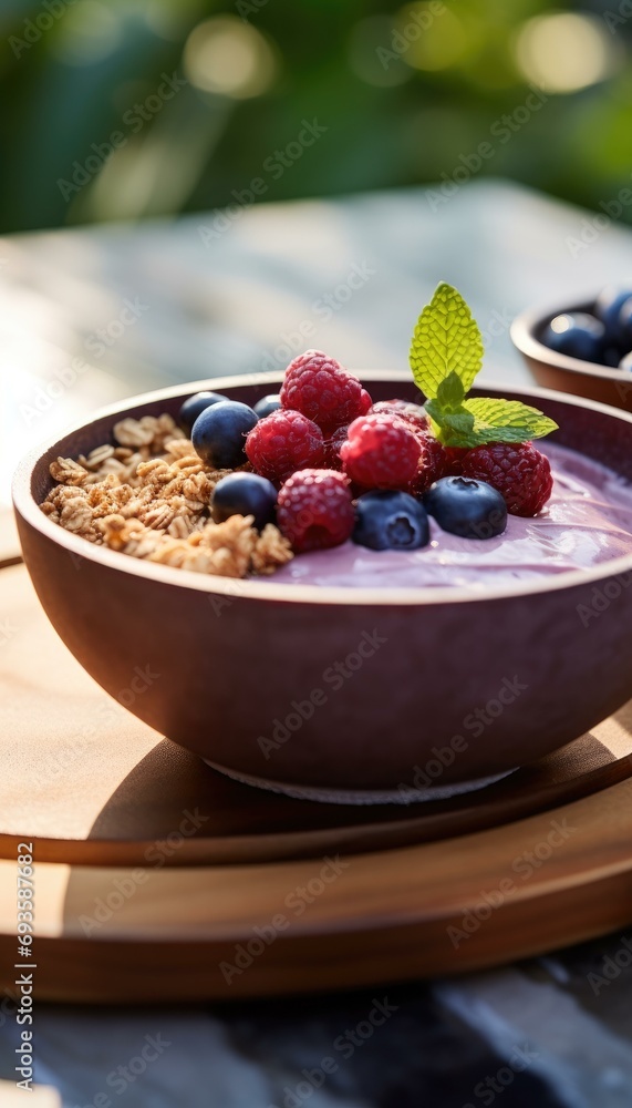 Healthy Berry Yogurt Bowl with Granola and Fresh Fruit