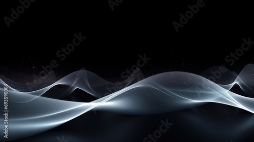abstract background with smoke, white wave on black background