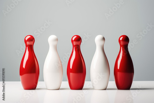 red and white bowling pins photo