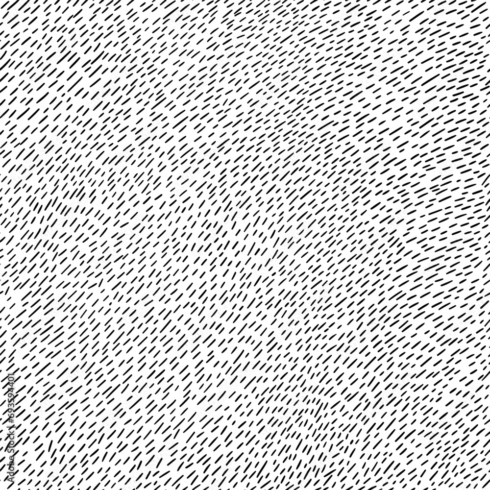 Black dashes abstract seamless pattern. Hand drawn small marks resembles the texture of fur or inclement weather.