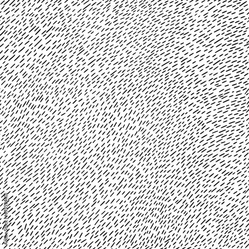 Black dashes abstract seamless pattern. Hand drawn small marks resembles the texture of fur or inclement weather. photo