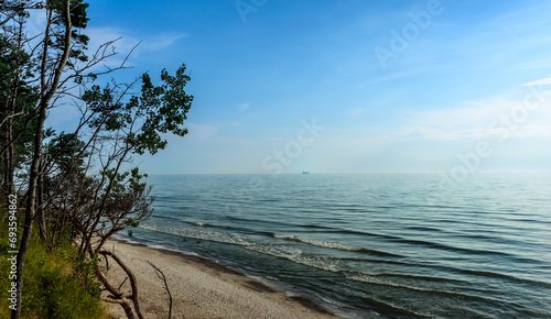 Beach on the coast of baltic sea near Karkle in Lithuania, This beach is located in Seaside national park. photo