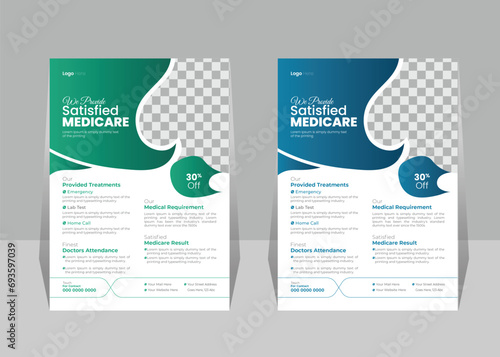 Healthcare and medical flyer or poster vector design layout A4 size template for print