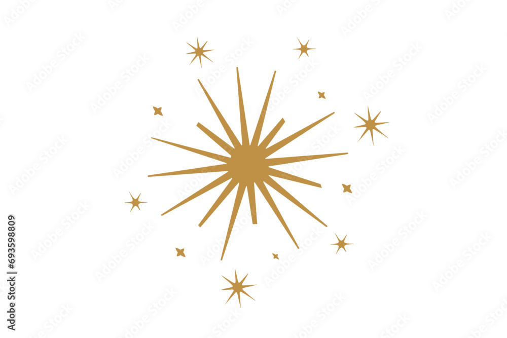 Fototapeta premium Christmas abstract stars glitter in gold. Starry sky symbol for Jesus birth. For backgrounds, calendars, invitations, greeting cards