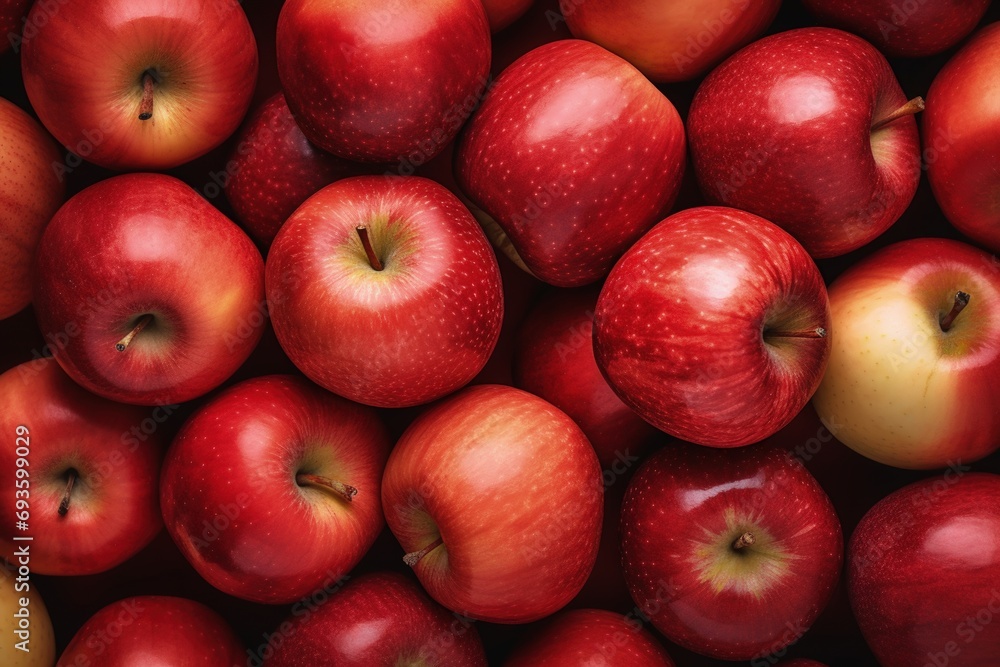 Illustration of several fresh red apples. Generative AI Illustration of several fresh red apples. Generative AI