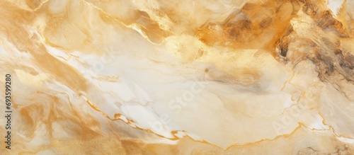 Beige marble background illustration with golden veins. Generative AI